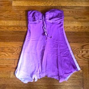Purple Ombré Strapless Short Party Dress